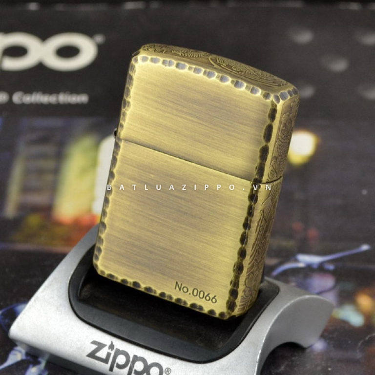 Bật lửa Zippo chính hãng đồng xước khắc cá chép bên sườn