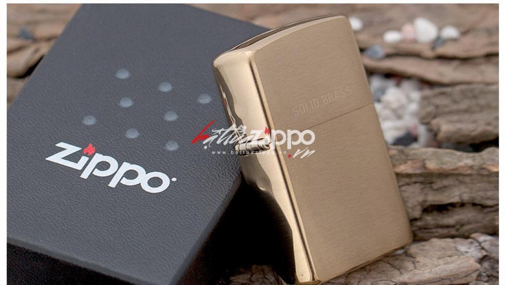 Bật Lửa Zippo Đồng Vân Xước Ngang Khắc Chữ SOLID BRASS - SKU 204 – Zippo Brushed Brass Engraved