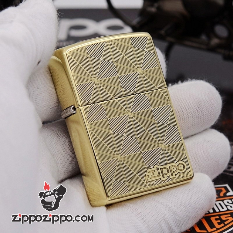Bật Lửa Zippo Chính Hãng Chất Liêu Đồng Vân Kẻ Khắc Logo ZP bản Armor