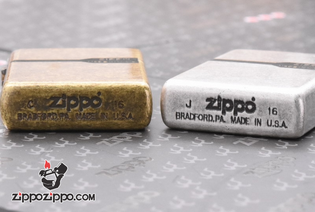 Zippo Mạ bạc giả cổ cao cấp khắc logo zippo