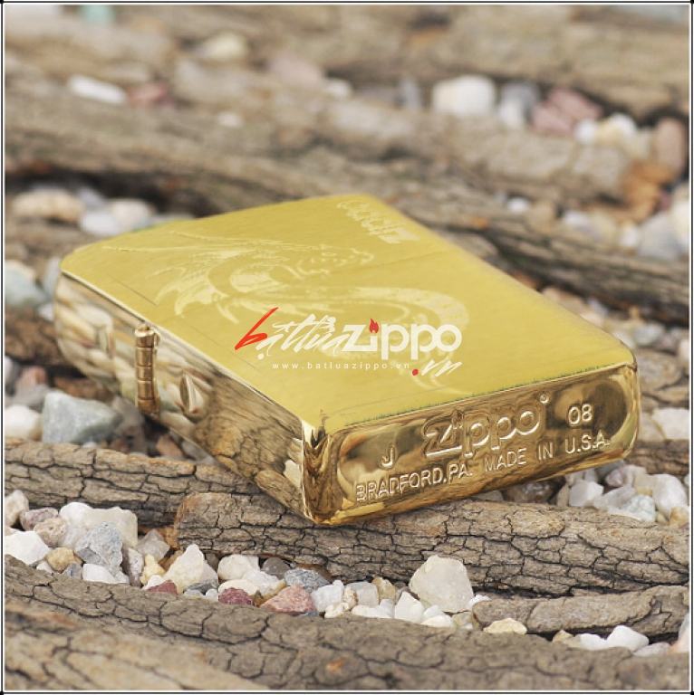 Bật lửa Zippo chính hãng đồng khắc rồng mẫu 008