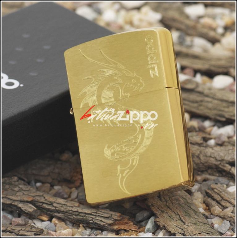 Bật lửa Zippo chính hãng đồng khắc rồng mẫu 008