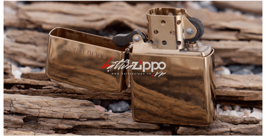 Bật Lửa Zippo Đồng Vàng Trơn Bóng Khắc Solid Brass - SKU 254 – Zippo High Polish Brass Engraved