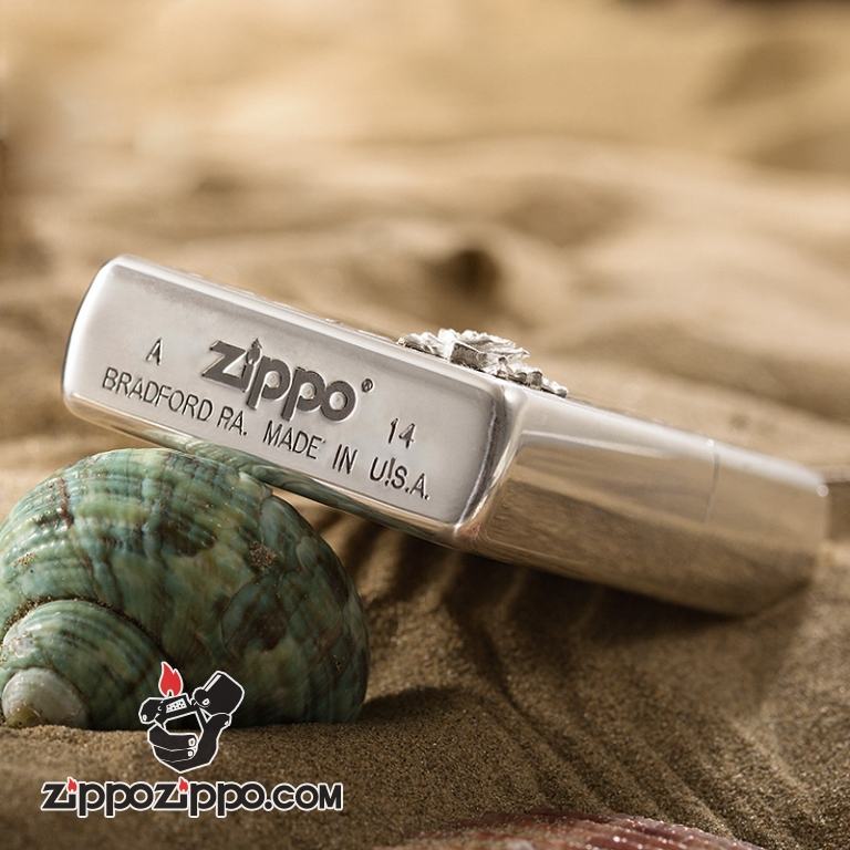 Bật lửa ZIppo Bạch kim khắc bông hồng