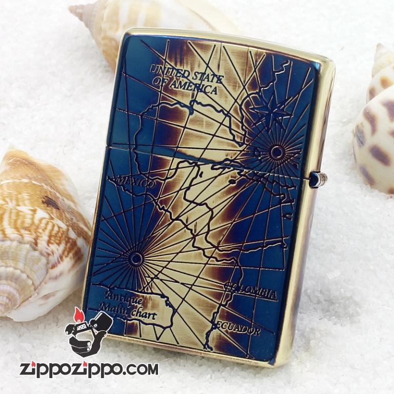 Bật lửa Zippo Đồng khắc hình la bàn