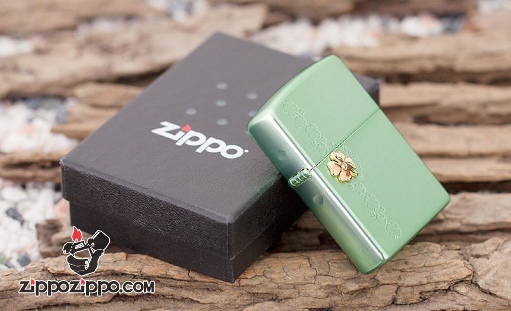 Bật lửa Zippo xanh phiên bản LUCKY CLOVER