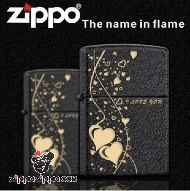 Bật lửa Zippo đen nứt Ngày Valentine