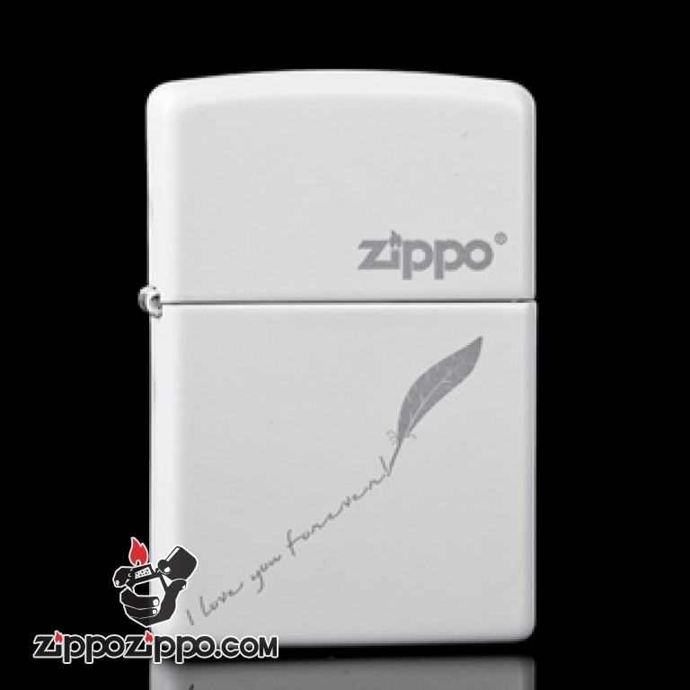 Bật lửa Zippo phiên bản trắng bạc in chữ I love you forever