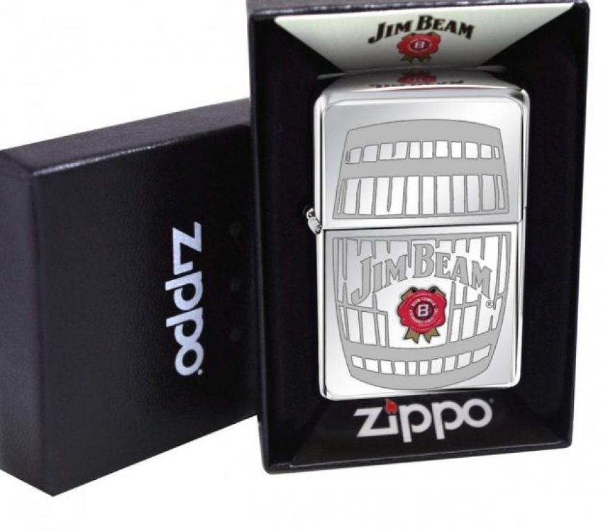Zippo Chính Hãng Bạc Khắc Logo Hãng Rượu Jim Beam