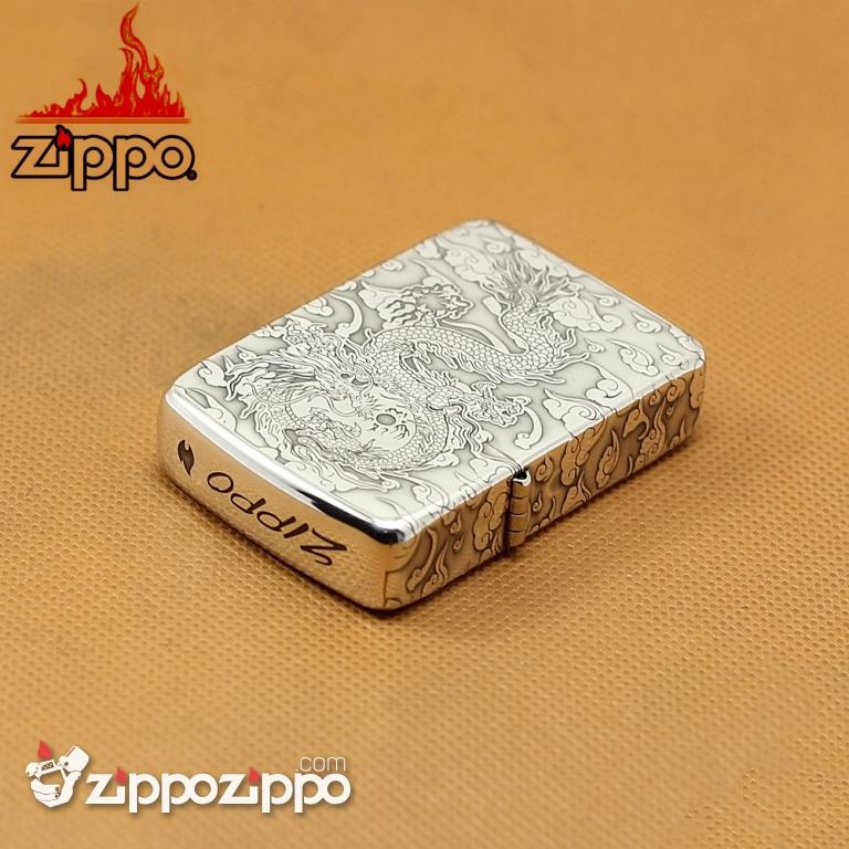 Bật lửa Zippo phiên bản Bạc nguyên khối bản 1941 khắc Rồng nhả ngọc