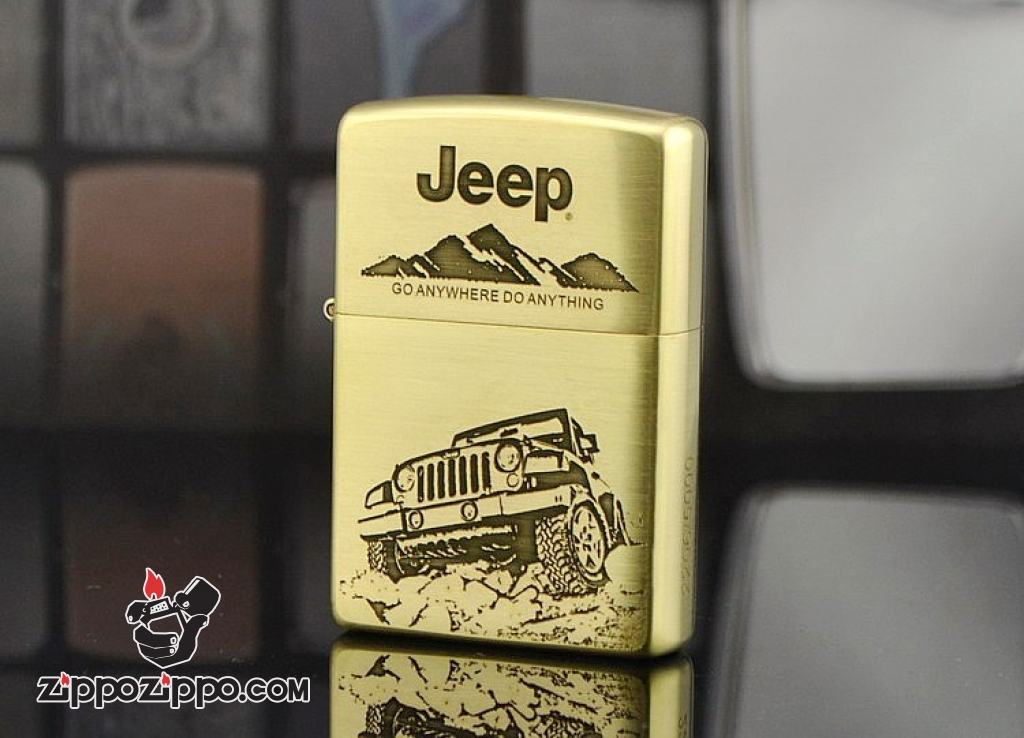 Zippo Chính Hãng Đồng Xước Khắc Hình Xe Jeep