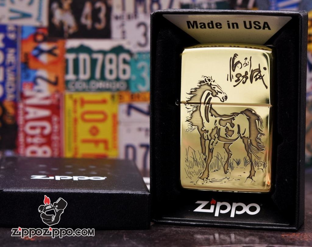 Bật lửa Zippo chính hãng đồng Bóng nhẹ khắc mã đáo thành công