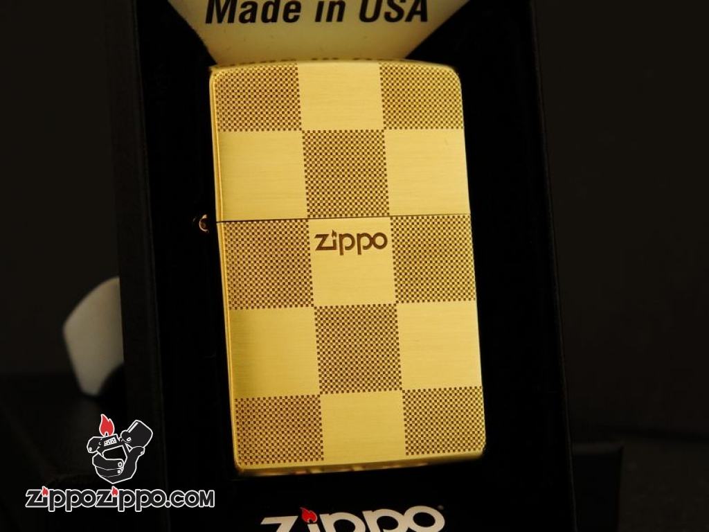 Bật lửa Zippo chính hãng kẻ caro ô vuông khắc logo ZP