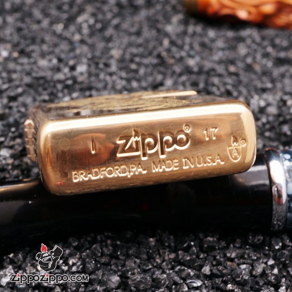 Zippo vàng khắc đồng tiền bản armor