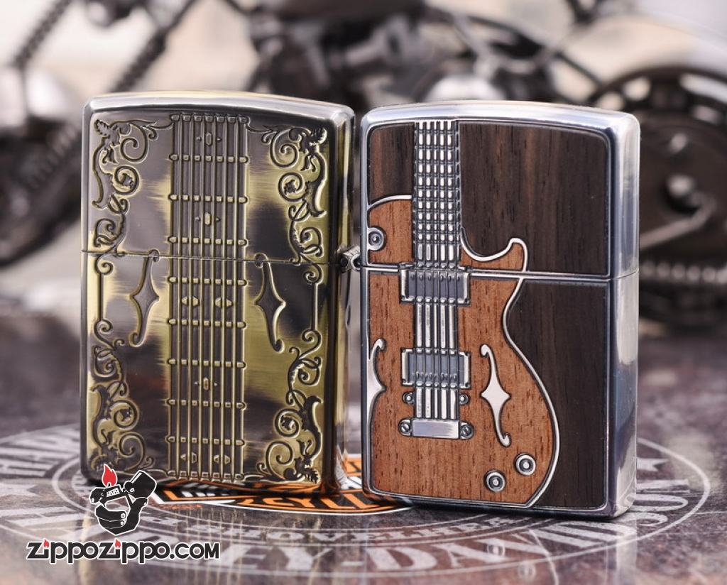 Bật Lửa Zippo Chính Hãng Khắc Họa Tiết Đàn guitar