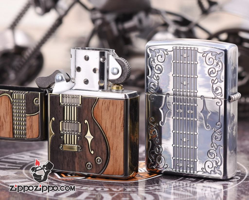 Bật Lửa Zippo Chính Hãng Khắc Họa Tiết Đàn guitar