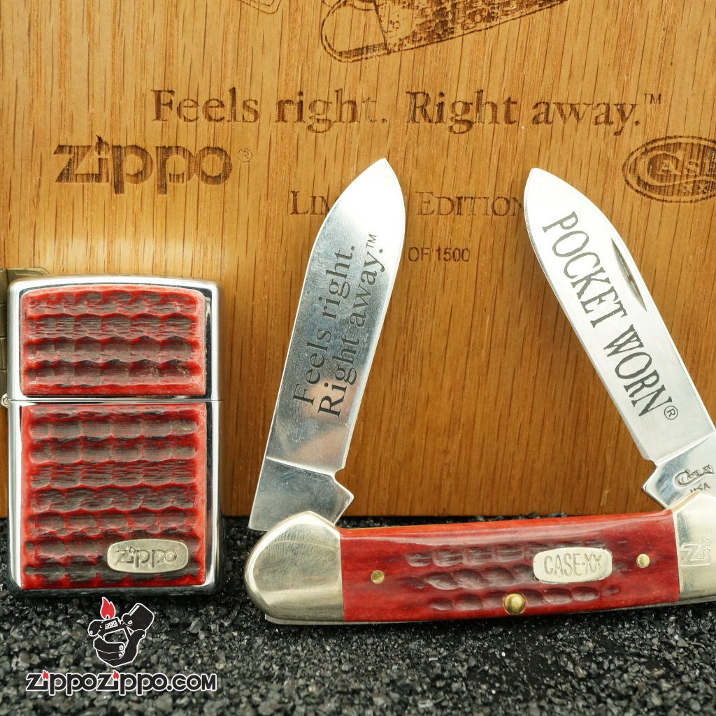 zippo cổ bộ dao - case bọc gỗ sang trọng sản xuất năm 1999