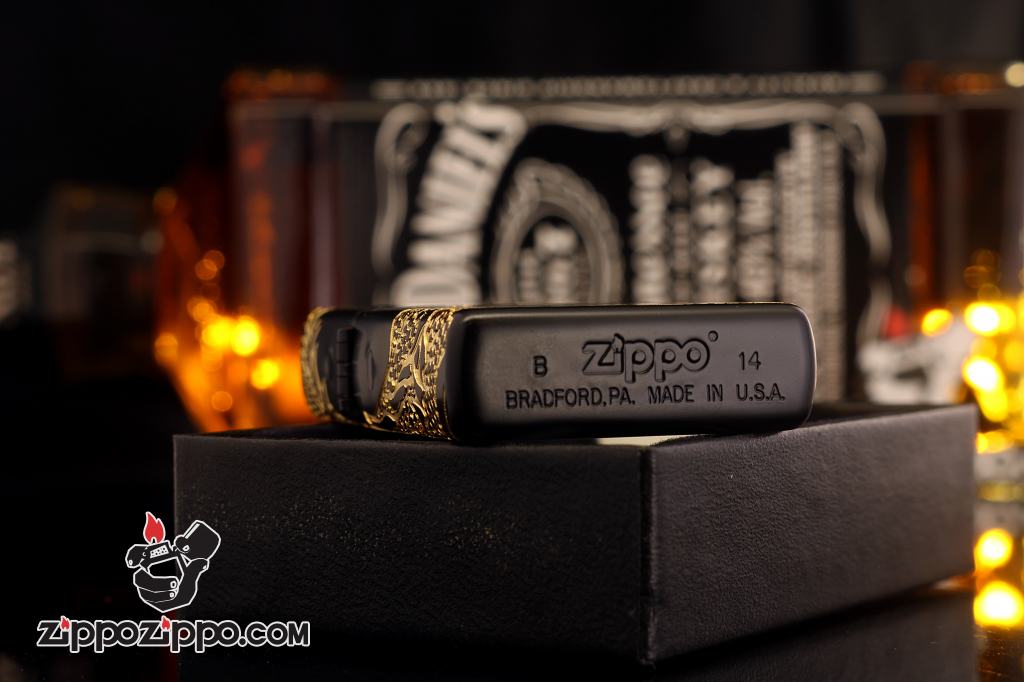 Bật lửa Zippo chính hãng Original Vàng đen Rồng bao quanh