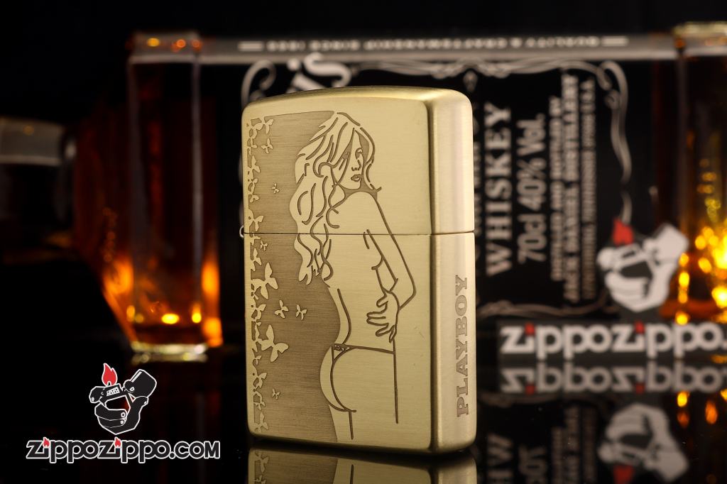 Bật lửa Zippo chính hãng đồng khắc cô gái sexy bản xước