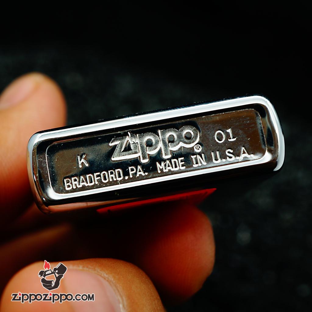 Zippo sản xuất 2001 chrome bạc xước cổ điển