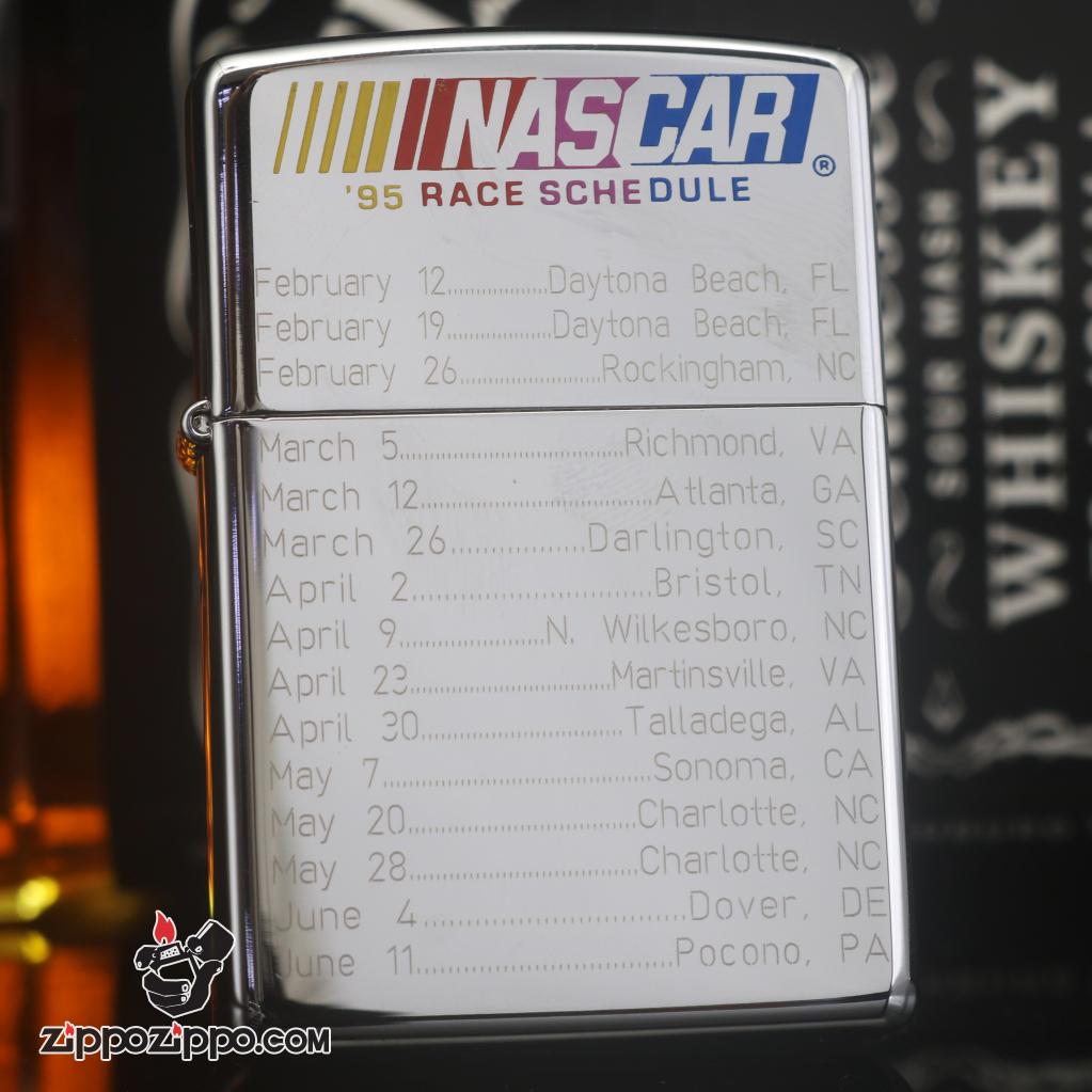 Zippo đời la mã 1995 NASCAR 95' RACE SCHE DULE
