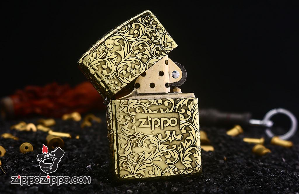 Bật lửa Zippo đồng bản armor khắc hoa văn ả rập Arabesque