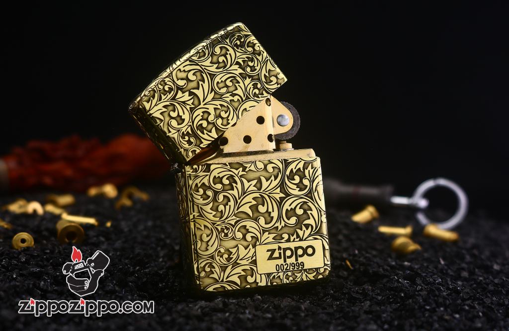 Bật lửa Zippo đồng vỏ dày armor khắc hoa văn Ả Rập Arabesque bản giới hạn
