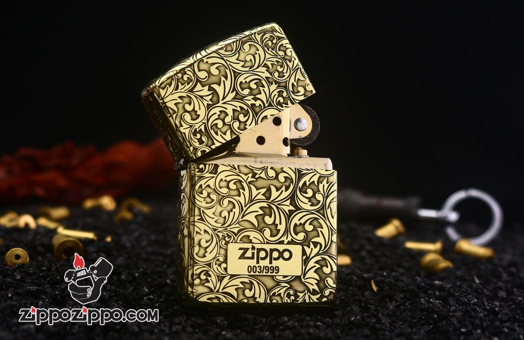 Bật lửa Zippo đồng vỏ dày armor khắc hoa văn Arabesque bản giới hạn