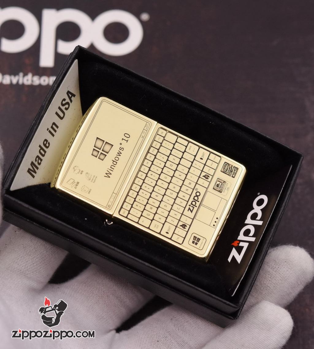 Bật lửa Zippo chính hãng đồng khắc WIN 10 và bán phím zippo amor