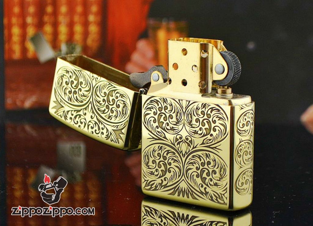 Bật lửa Zippo chính hãng đồng khắc hoa văn đối xứng amor