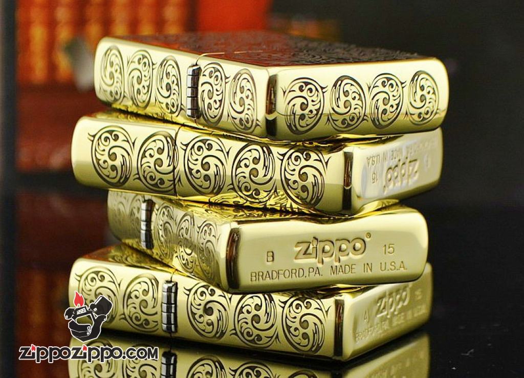 Bật lửa Zippo chính hãng đồng khắc hoa văn đối xứng amor
