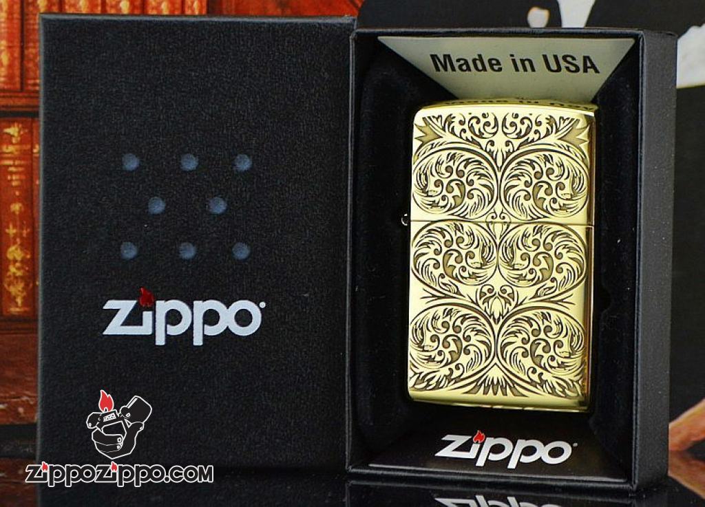 Bật lửa Zippo chính hãng đồng khắc hoa văn đối xứng amor