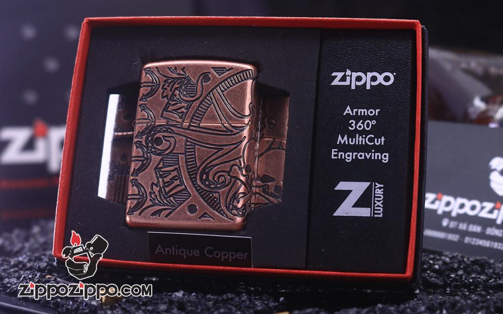 Zippo Armor khắc cao cấp 360  biểu tượng liên quan đến hàng hải  bao quanh cả 4 mặt