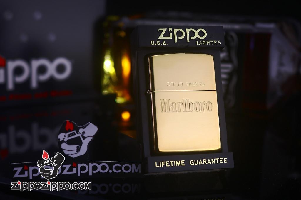Zippo La Mã đồng bóng Solid Brass Marlboro sản xuất 1992