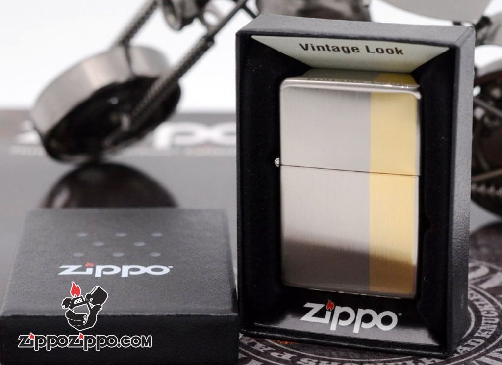 Bật Lửa Zippo Phiên Bản VINTAGE LOOK Sơn Tĩnh Điện Xám Vàng
