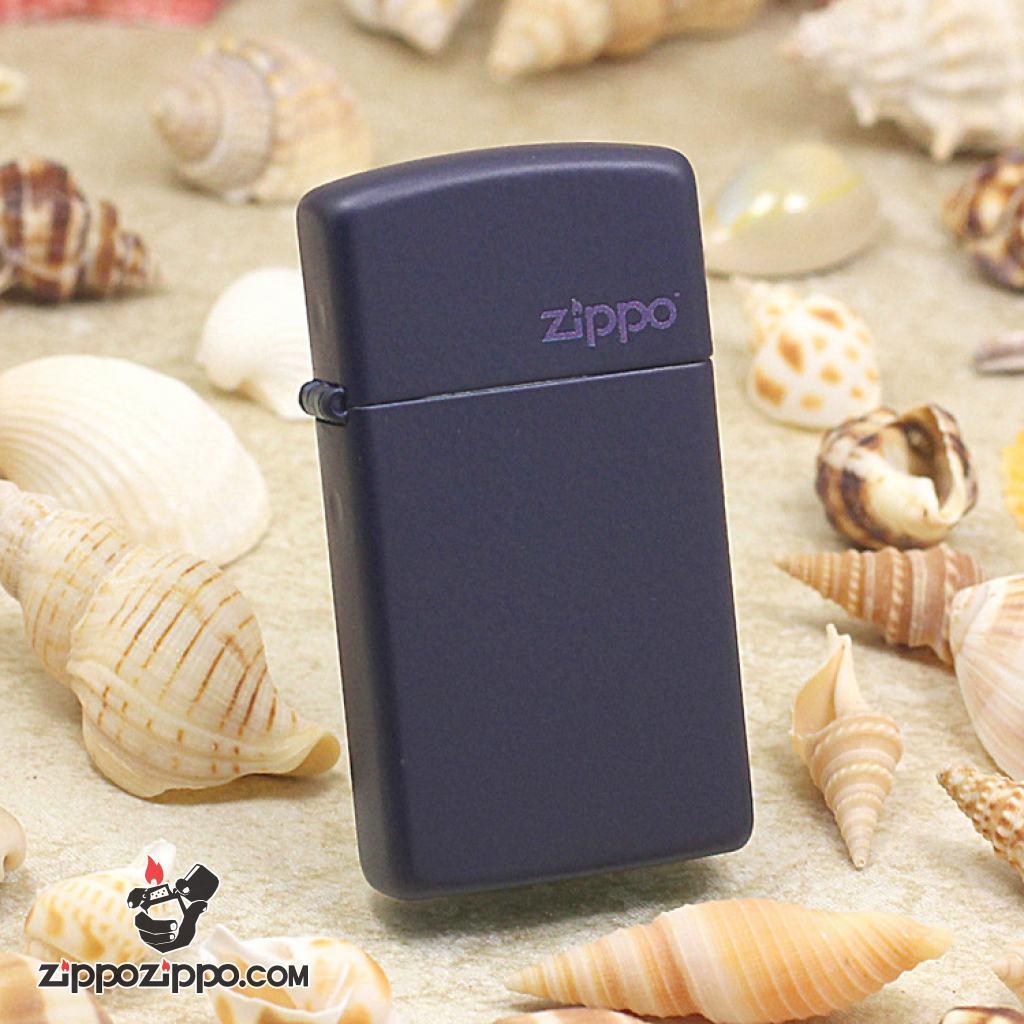 Bật Lửa Zippo Bản Nhỏ Sơn Màu Xanh- Logo Zippo SKU 1639ZL – Zippo Slim® Navy Matte Zippo Logo