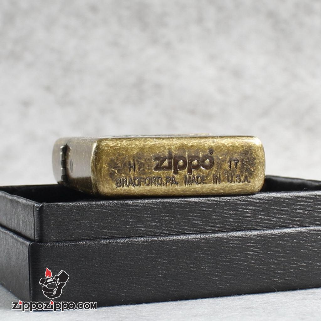Bật Lửa Zippo Mạ Antique Brass Khắc Huy Hiệu Quân Đoàn Thủy Quân Lục Chiến Hoa Kỳ U.S.Marine Corps