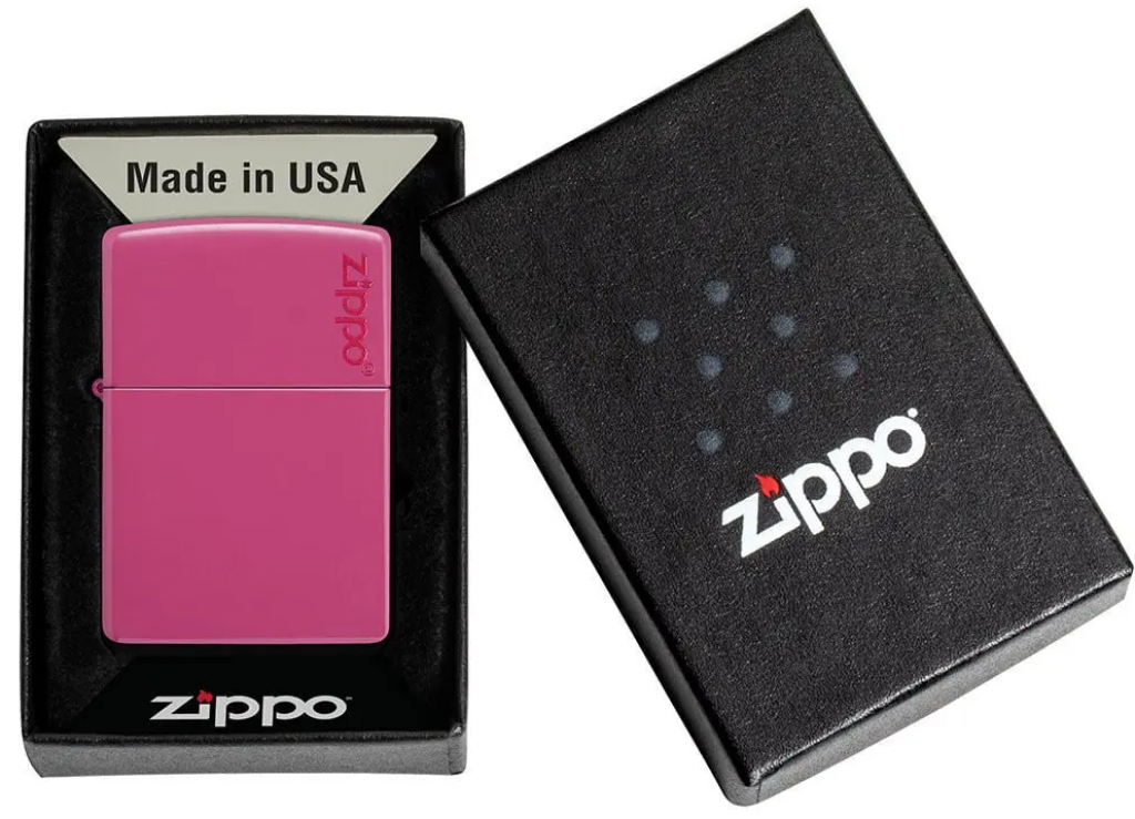 Bật Lửa Zippo Sơn Tĩnh Điện Màu Hồng Bóng Logo Zippo - Sku 49846ZL – Zippo Frequency Zippo Logo