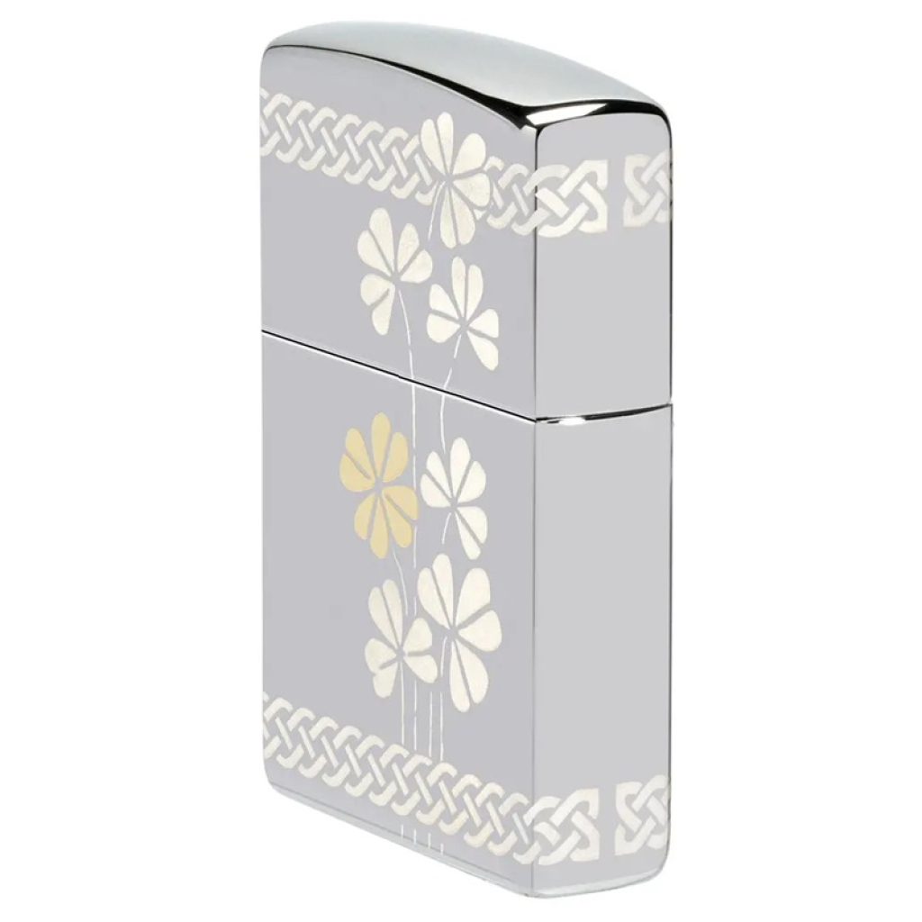 Zippo High Polish Chrome Clover Design – 48586