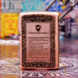 Bật Lửa Zippo Antique Copper Khắc Game Of Thrones - Mã SP: ZPC2923