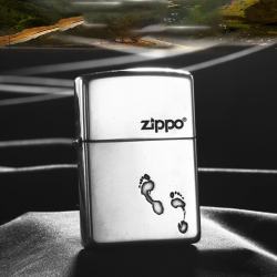 Bật Lửa Zippo Bạc Nguyên Khối Cao Cấp Khắc Dấu Chân Vỏ Dầy Bản Armor - Mã SP: ZPC2840-A