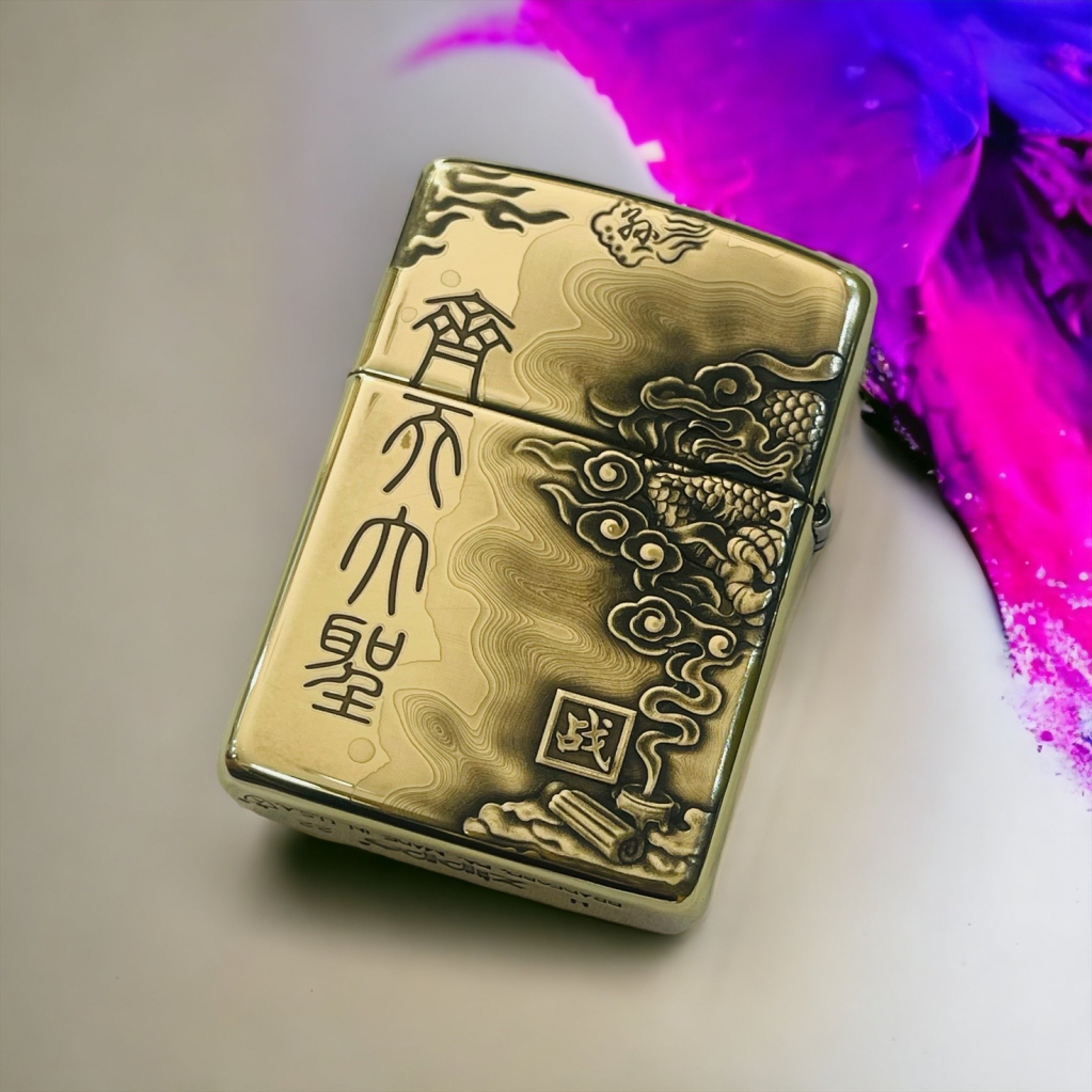 BẬT LỬA ZIPPO BẢN ĐỒNG TRƠN AMOR CHÍNH HÃNG KHẮC HÌNH 3D QUAN CÔNG ...