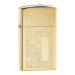 Bật Lửa Zippo Bản Nhỏ Đồng Vàng Hoa Văn Ý- Zippo SKU 1652B – Zippo Slim Venetian Brass