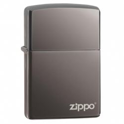 Bật Lửa Zippo Sơn Phủ Keo Bóng Xám Khói - Logo Zippo SKU 150ZL – Zippo Black Ice with Zippo Logo - Mã SP: ZPC0029