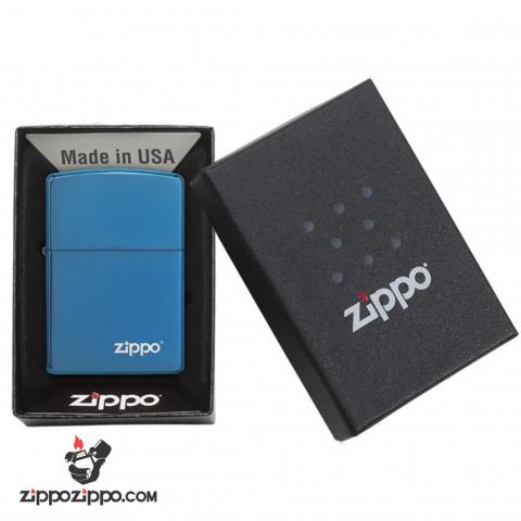 Bật Lửa Zippo Phủ Bóng Màu Xanh Sapphire - Logo Zippo SKU 20446ZL – Zippo Sapphire Zippo Logo