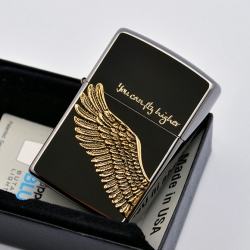 Bật lửa Zippo chính hãng Angel Wings màu đen - Mã SP: ZPC0119