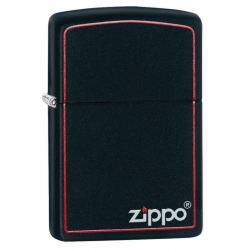 Bật Lửa Zippo Sơn Màu Đen Viền Đỏ - Logo Zippo SKU 218ZB – Zippo Black Matte with Zippo Logo and Border - Mã SP: ZPC0282