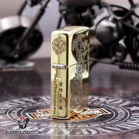Bật lửa Zippo chính hãng đồng khắc hoa văn đối xứng amor