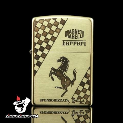 Bật lửa Zippo chính hãng đồng nhẹ khắc Ferrari