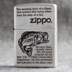 Bật Lửa Zippo Chính Hãng Khắc Cá Ngão Mạ Antique Silver - Mã SP: ZPC2922